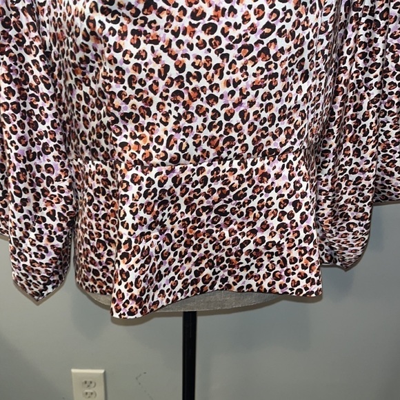 Topshop WATERCOLOR blouse in pink leopard print size 12 - Picture 6 of 11